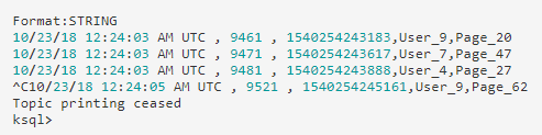 KSQL - Print pageviews output